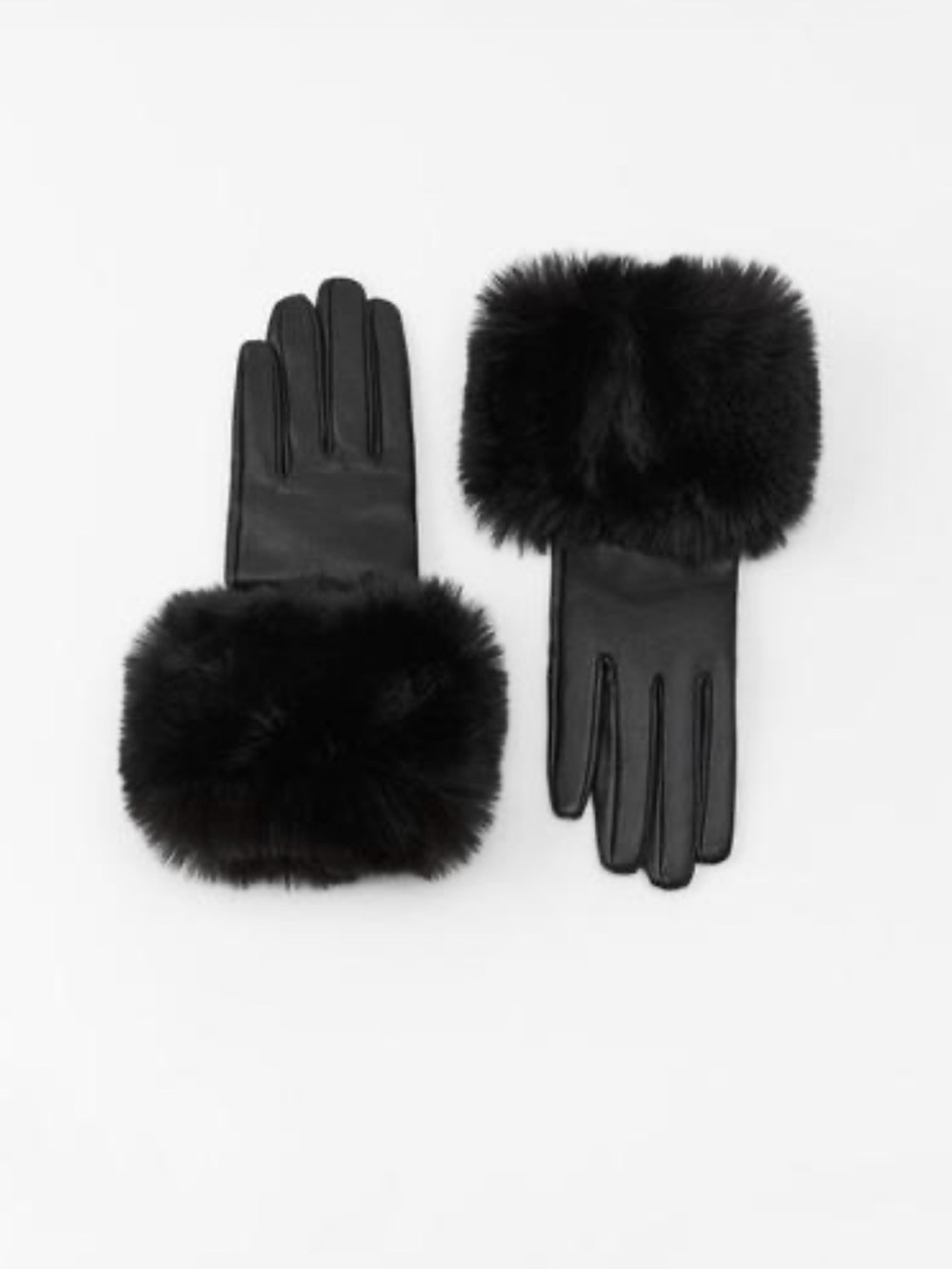Zara Black Faux Fur Cuff Gloves